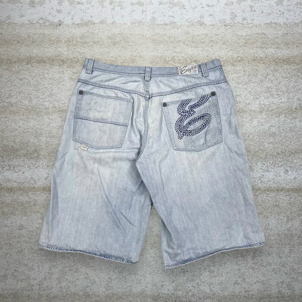 Vintage Y2K Skater Wide Leg Jean Shorts 40x14 Baggy Light Wash Enyce Denim Rap